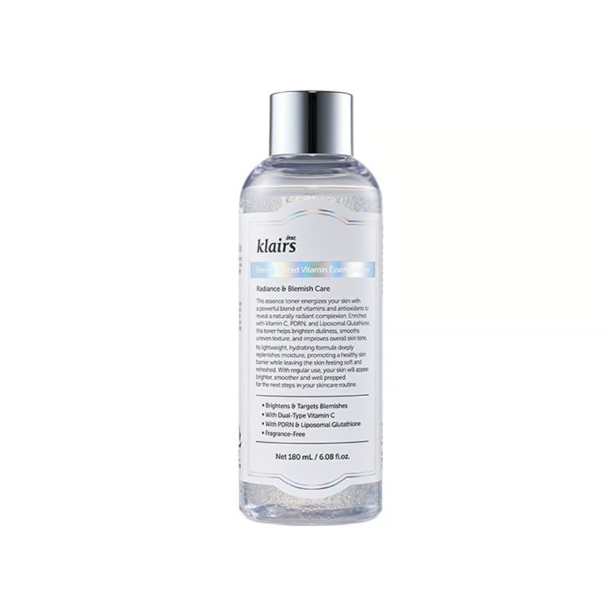 A clear plastic bottle of Klat's Hyalu-Cosmetics Hydrating & Blemish Care liquid with a reflective silver cap, shown against a plain white background.