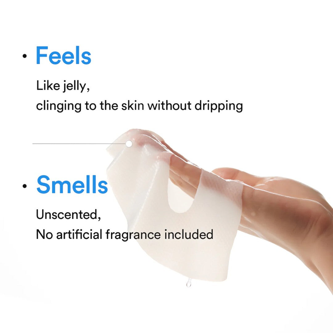 Abib Collagen Gel Mask Sedum Jelly 4 Sheets - Hydrating, showing jelly-like texture and key benefits.