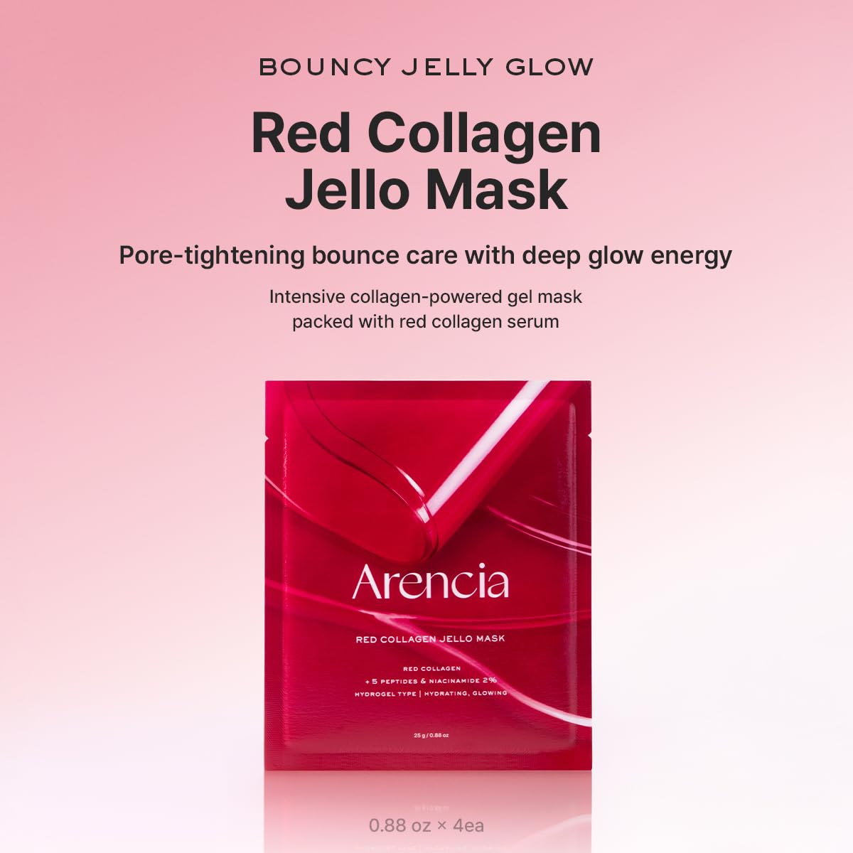 Lot de 4 Masques en Gelée au Collagène Rouge Arencia
