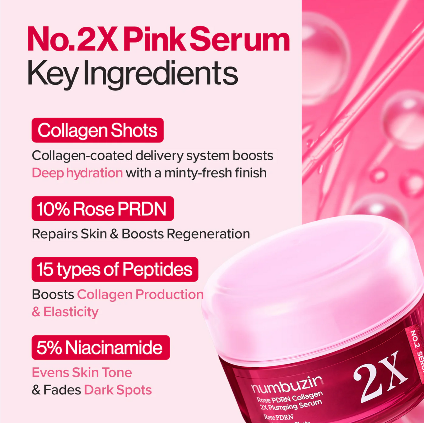 numbuzin No.2 Rose PDRN Collagen Plumping Serum 30ml