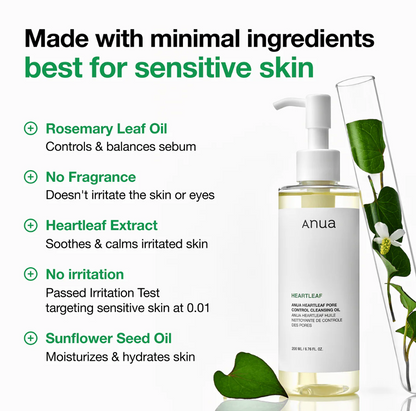 Huile Nettoyante Contrôle des Pores Anua Heartleaf 200ml