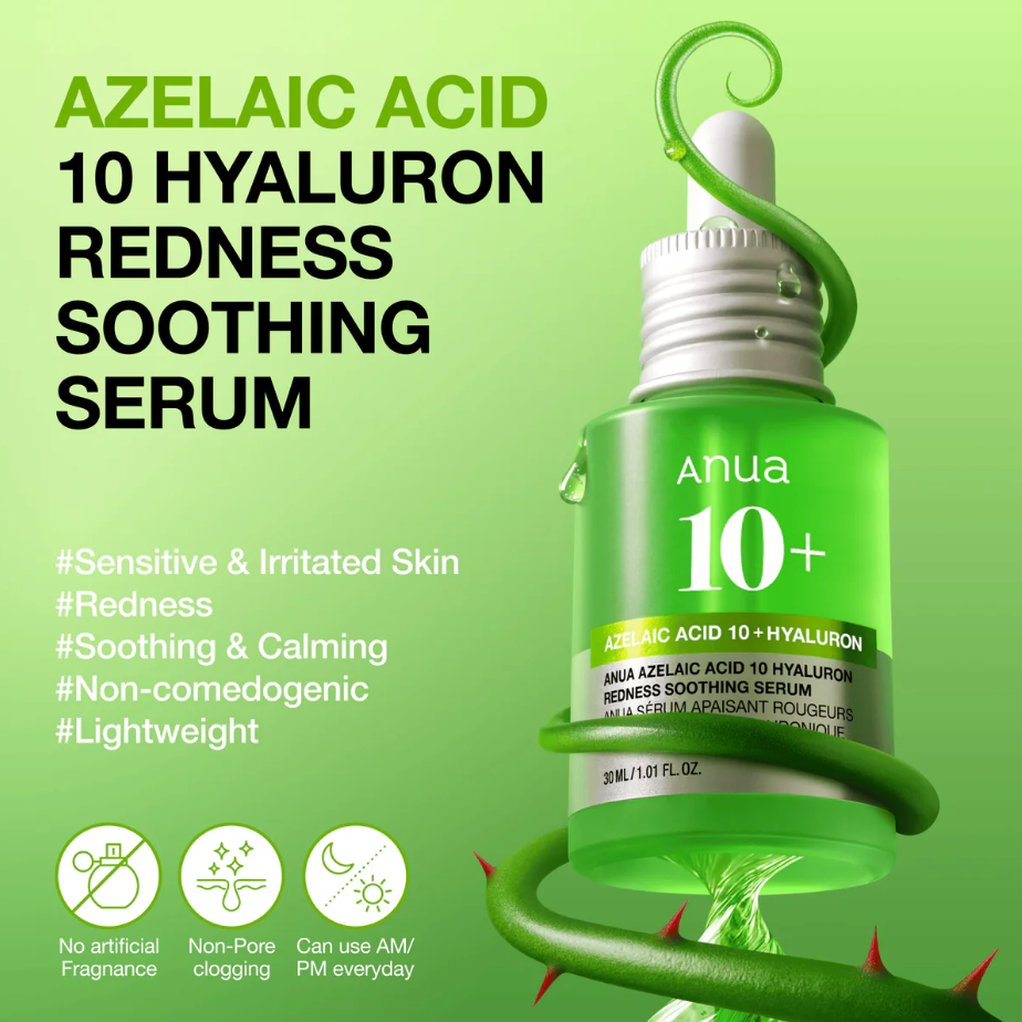 Sérum Apaisant Anti-Rougeurs à l'Acide Azélaïque 10 et à l'Acide Hyaluronique Anua 30 ml