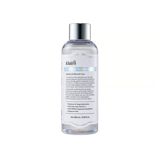A clear plastic bottle of Klat's Hyalu-Cosmetics Hydrating & Blemish Care liquid with a reflective silver cap, shown against a plain white background.