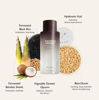 Haruharu WONDER Tonique Hyaluronique au Riz Noir pour Peaux Sensibles 150ml