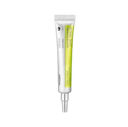 A squeeze tube of Cellmox Retinal Shot Retinoid Cream on a white background, styled with a pale yellow cream smear behind it.