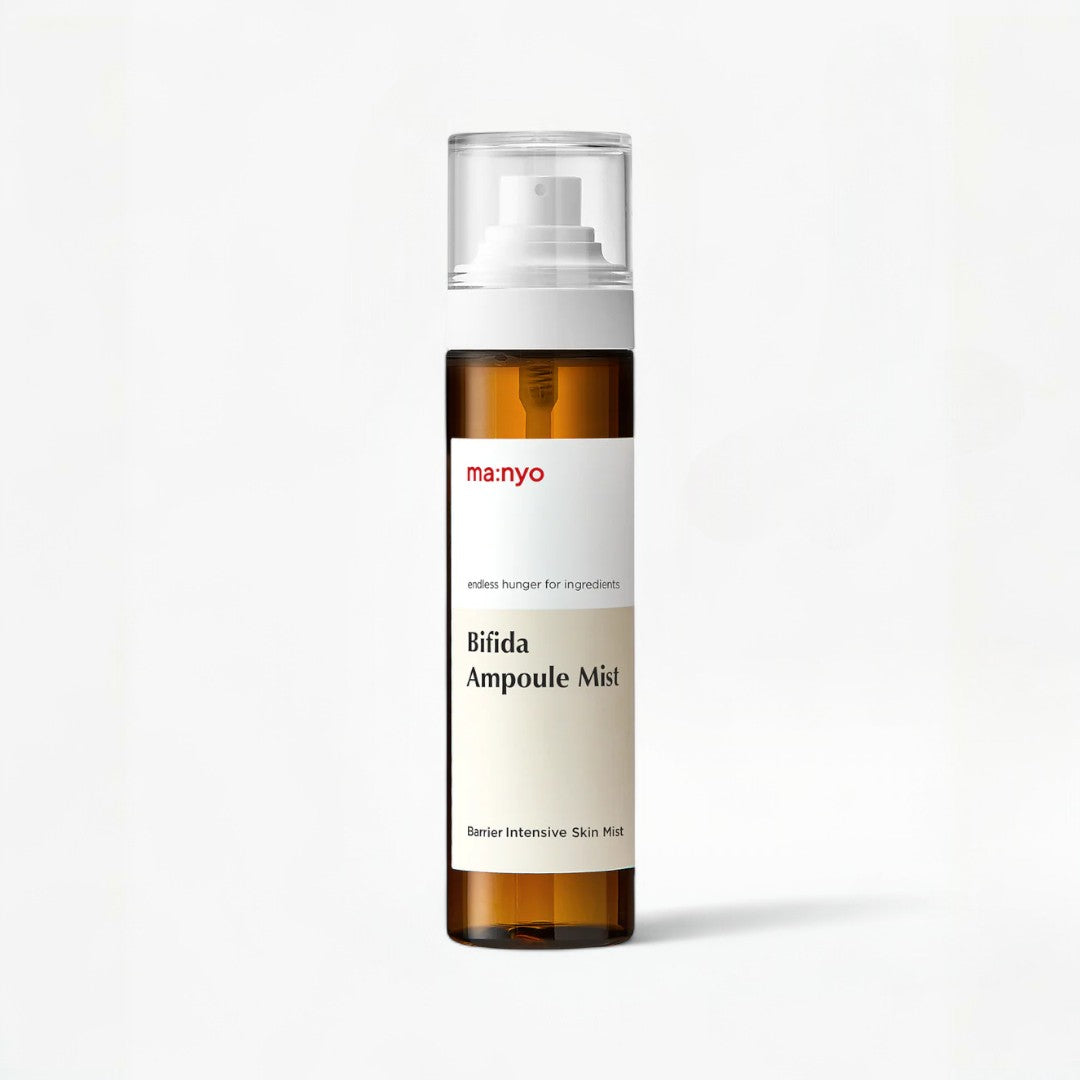 ma:nyo Bifida Ampoule Mist 120ml in a spray bottle, designed for hydration and skin refreshing.