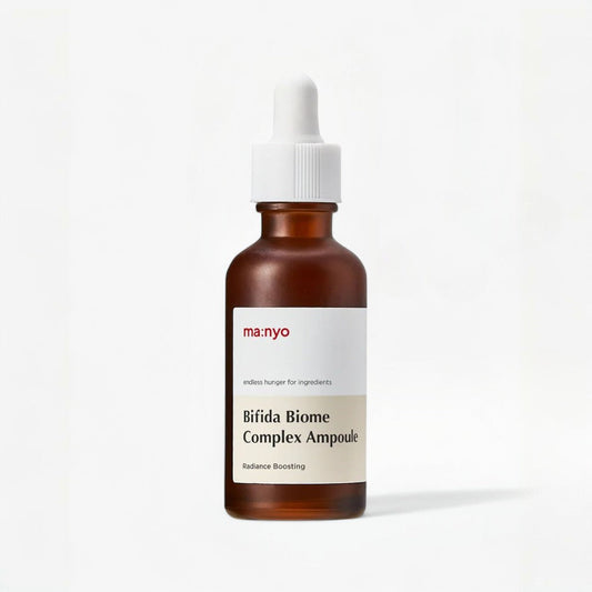 ma:nyo Bifida Biome Complex Ampoule 50ml bottle with dropper for skin hydration and radiance.