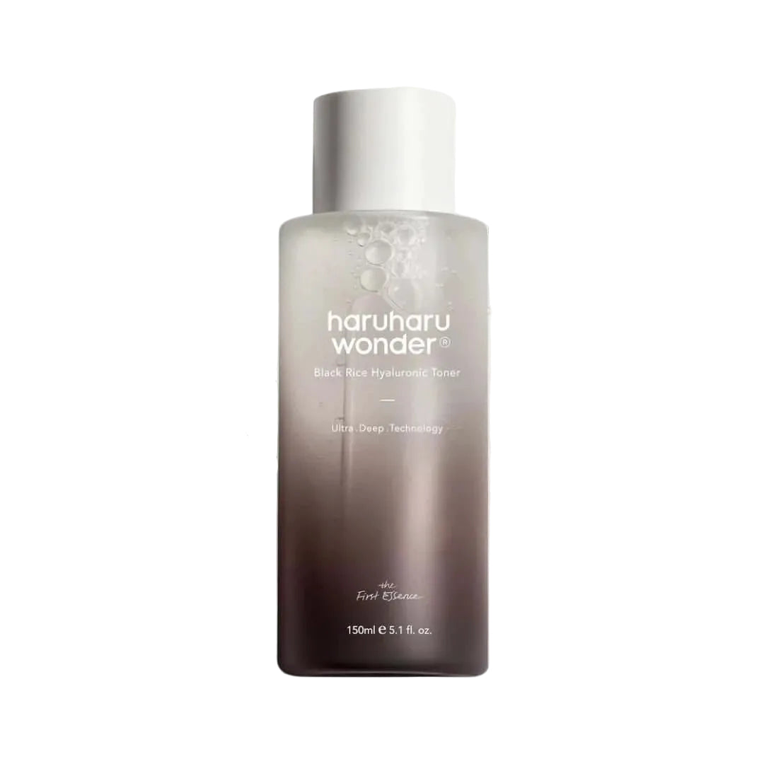 A bottle of Haruharu Wonder Black Rice Hyaluronic Toner 