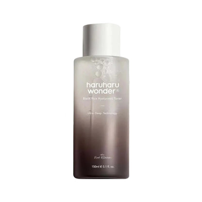 A bottle of Haruharu Wonder Black Rice Hyaluronic Toner 