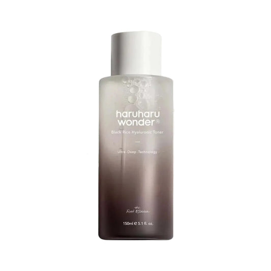 A bottle of Haruharu Wonder Black Rice Hyaluronic Toner 
