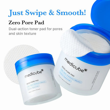 medicube Zero Pore Pad 2.0 dual-action toner pads for refined pores and smooth skin texture
